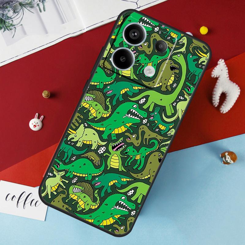 Dinosaur Pattern Case For Xiaomi Redmi Note 14 13 Pro 12 11 10 15 Pro Plus Redmi 15 10C 12C 13C 14C 15C Cover