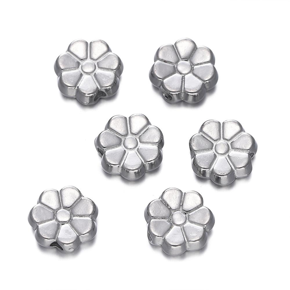 Stainless Steel Flower Beads, Perforated Six-valve Flower Septum Beads DIY Jewelry Accessories