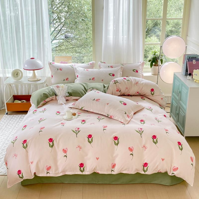 3/4Pcs Colorful Love Duvet Cover Set Letter Print Double Queen Bedding With Zipper Soft Breathable Quilt Cover Machine Washable