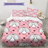 Pink Cartoon Art Pattern Bedding,Quilt Set Quilt Cover Pillowcase Home Birthday Gift (1 * Duvet Cover + 2 * Pillowcase, Without Core)