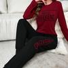 Women's Autumn European & American Home Wear Pajama Set: Long-Sleeve Letter Top & Long Pants Casual Two-Piece