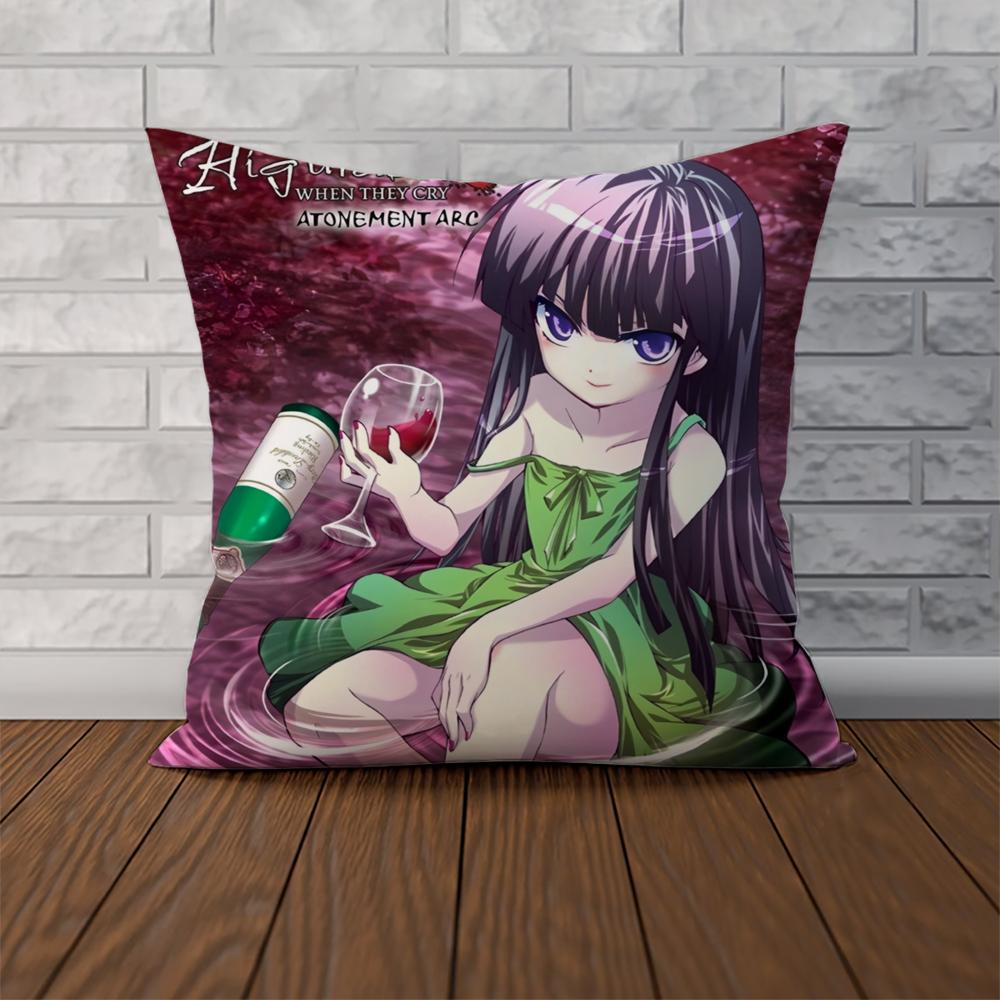 Higurashi When They Cry Pillow Case For Car Sofa Decorative Home Double-sided Print Plush Square Throw Pillow Cushion Cover