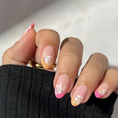 Flowers False Nails French Press On Nails Manicure Fake Nials  Women