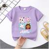 Princess Cartoon Print Summer Tshirt Gabby Childrens Pure Cotton ShortSleeved Boys Sport Shirt Girls Casual Top
