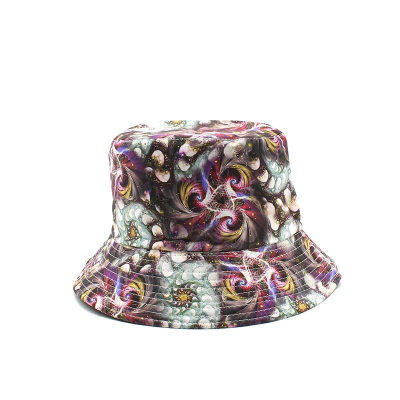 Bucket Hat Personalized Double-Sided Flower Pattern Printed Pot Hat Outdoor Men'S Travel Sunscreen Sun Hat
