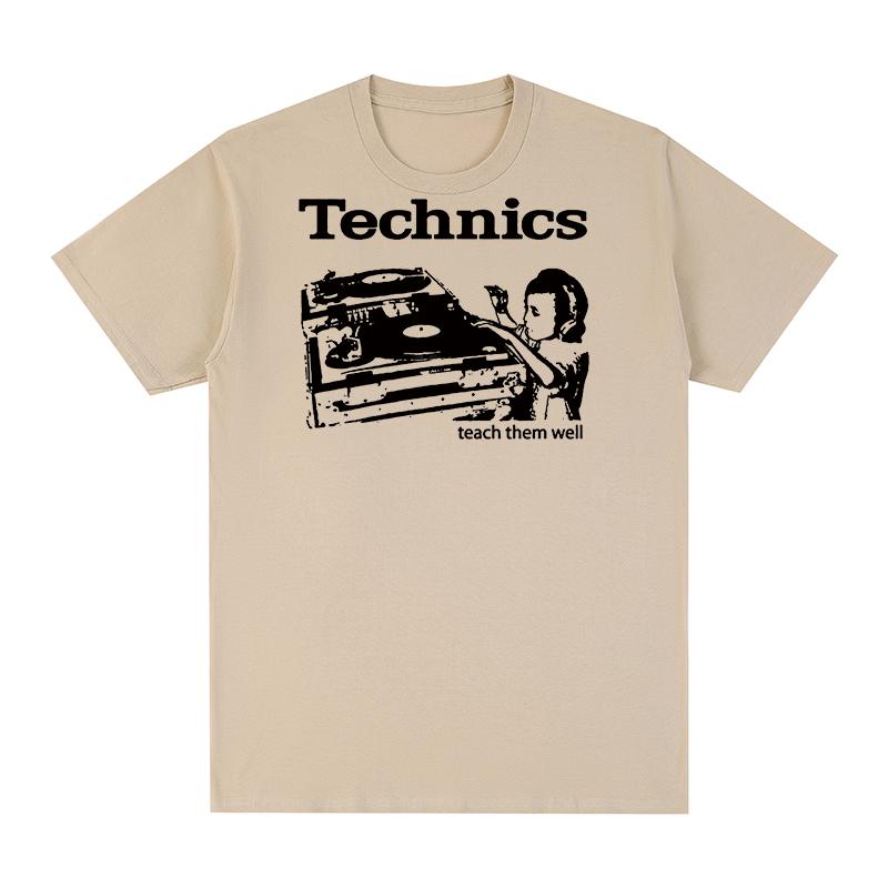 T-shirt Technics insegnali bene Giradischi DJ Musica House Techno Elettronica Cotone T-shirt Uomo Nuova Maglietta Top Donna