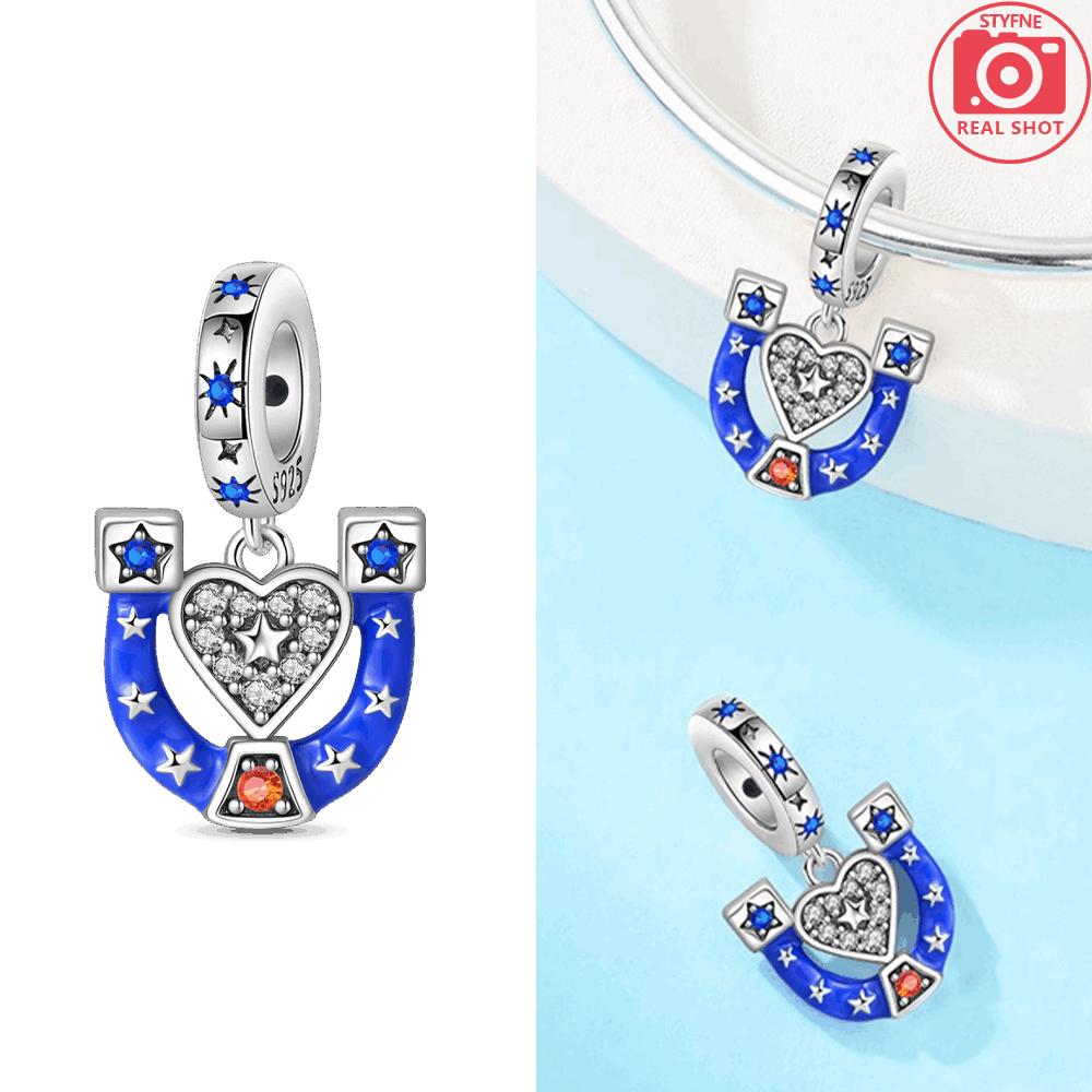 Original Copper Blue Guardian Pendant Demon Eye Skull Prayer Charms Bead Fit Bracelet Women Jewelry Diy Gift Accessory