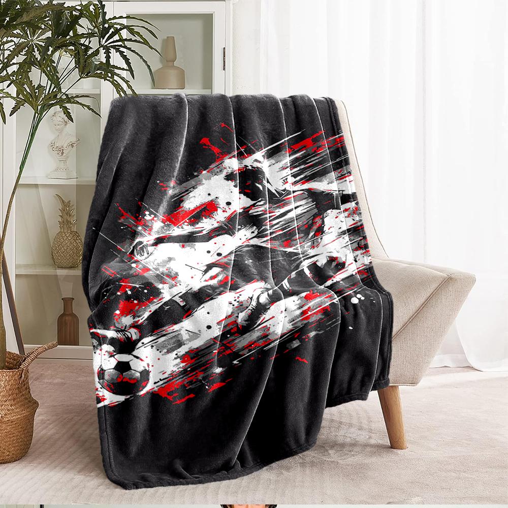 Soccer Theme Printed Blanket - Perfect for Couch, Bed, Travel & Outdoor Use | Machine Washable, Cozy & Durable.