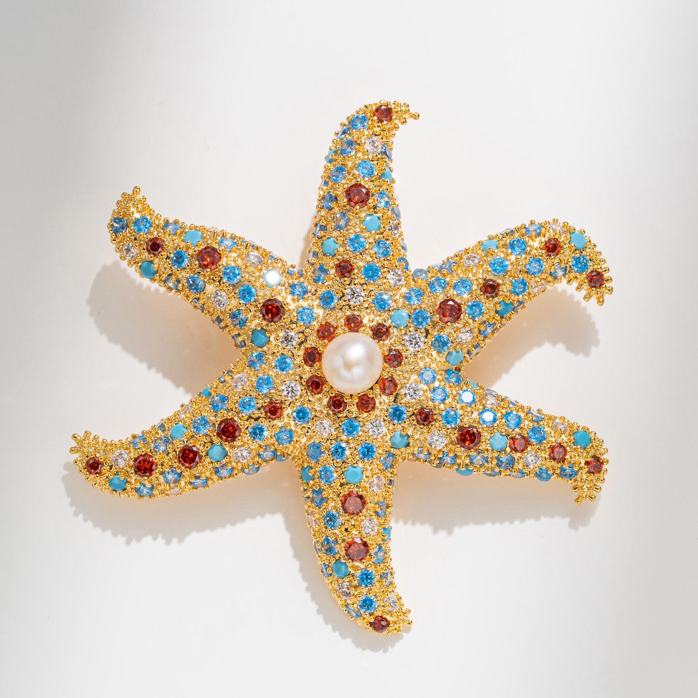 Bo Xin Yun Luxury Starfish Brooch with Natural Freshwater Pearls
