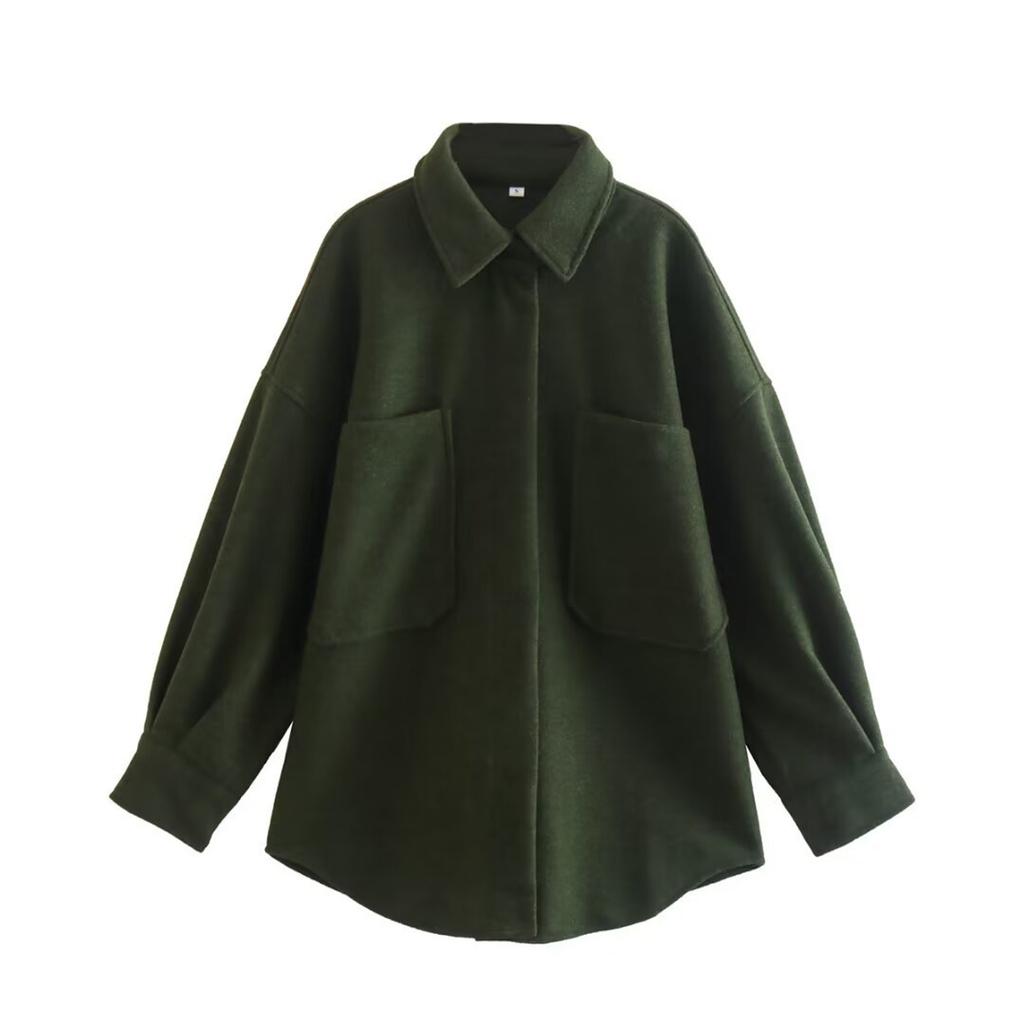 Women's Faux Suede Button Jacket Oversized Gathered Hem Short Length Coat Casual Vintage Outerwear With Pockets