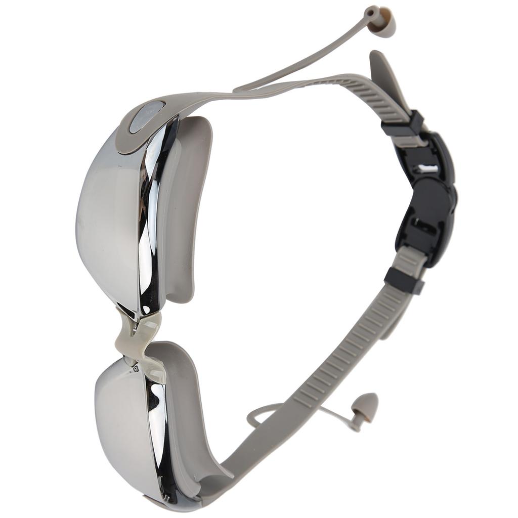 Waterproof Anti Fog Swimming Goggles Electroplating AntiUV Glasses with Earplug for Adult(Silver )