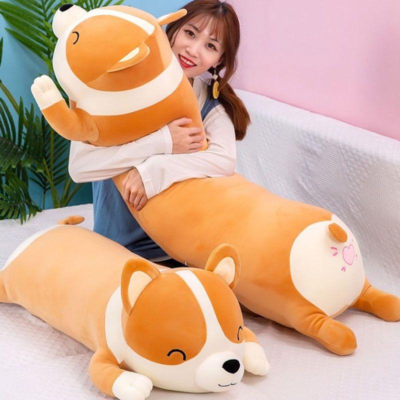 Long Corgi Plush Toys Throw Pillow Cushion Soft Stuffed Animal Doll For Xmas Birthday Gift