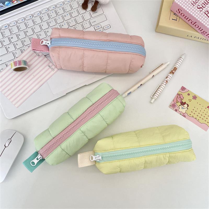 Cute Cotton-Filled Pencil Case Pen Bag Large-Capacity Student Stationery Storage Bag Portable  Girly Cosmetic Bag Gifts
