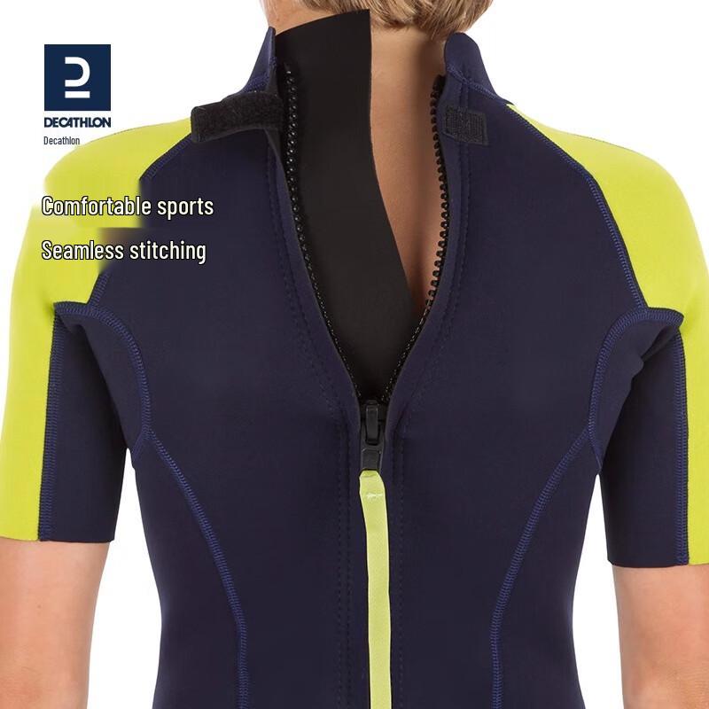 Decathlon vaikiškas violetinės-oranžinės spalvos šiltas vientisas hidrokostiumas