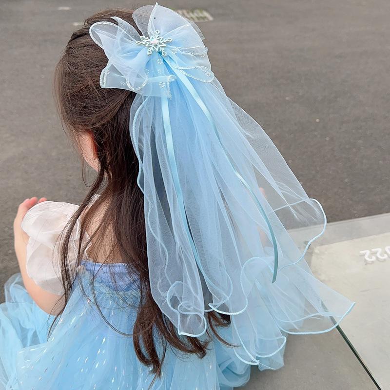 Children's Long Veil Princess Crown Photo Hairpin Flower Girl Baby White Girl Headwear Kids Women Hair Accessories