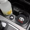 2Pcs Car Badge Coasters Silicone Non-Slip Water Cup Mat Drink Pad For Toyota 86 Mirai Supra Prado Alphard Crown Vellfire Sequoia