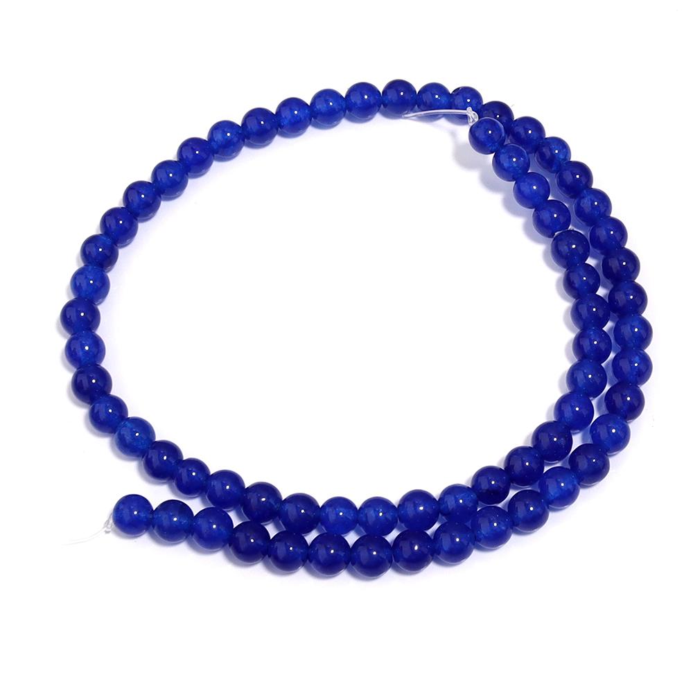 Natural Chalcedony Stone Beads Dark Blue Round Loose Spacer Jades Stone Beads For Jewelry Making Bracelets Necklace Accessories