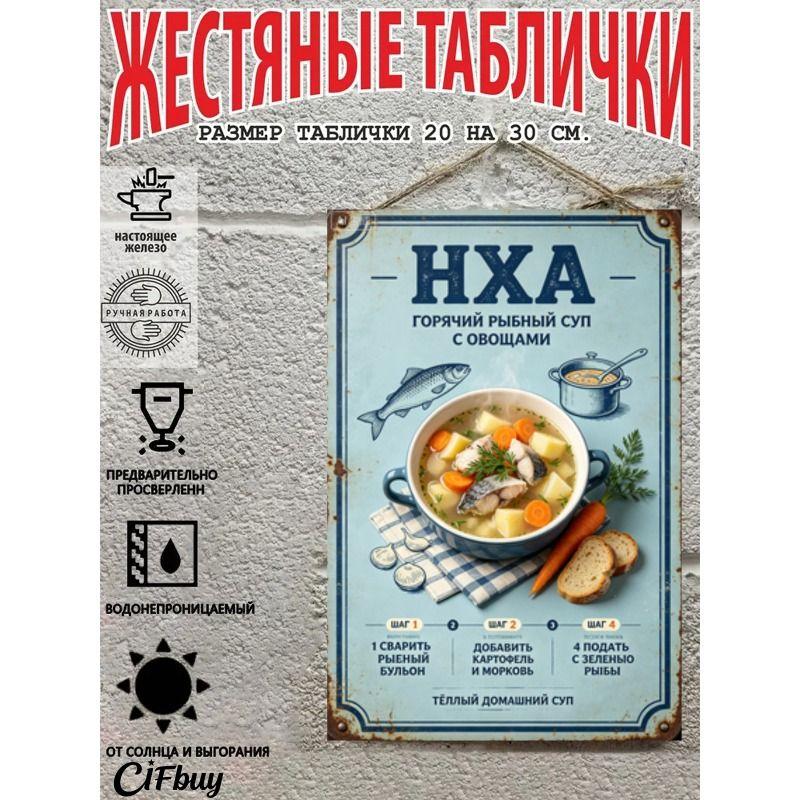 Metal Wall Sign with Home Recipes Design for Kitchen Decor, 20x30cm