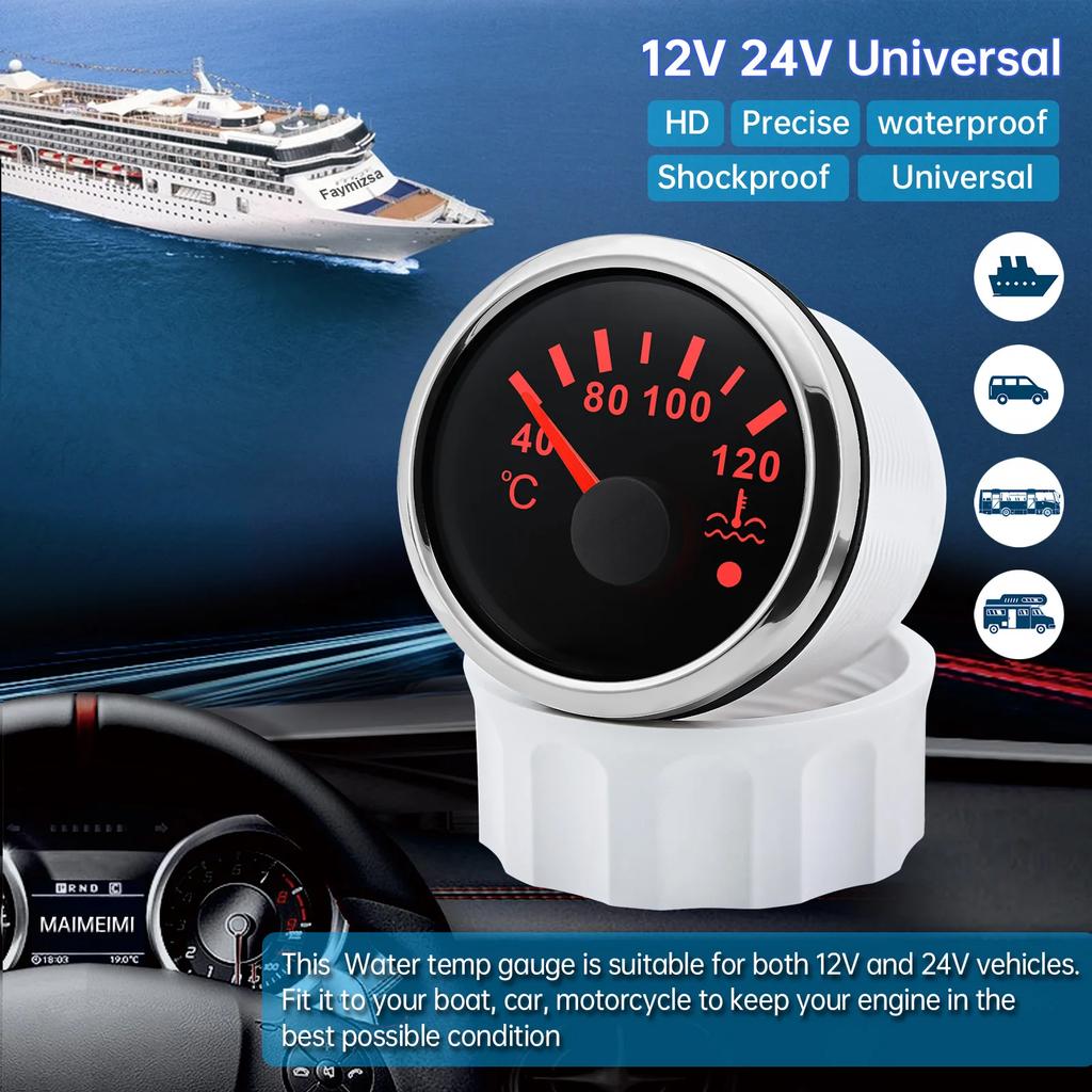 7-color Backlight LED Digital Water Temp Meter With Coolant Temperature Sensors Digital Pointer Car Gauge With Alarm