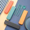 4Pcs Portable Utensils Healthy Eco-Friendly Wheat Straw Cutlery Reusable Chopstick Fork Knife Spoon Set