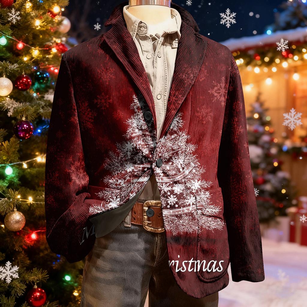 Herren Hässlicher Weihnachten Kord Warmtaschen Anzugjacke Strickjacke Herren Freizeitanzug