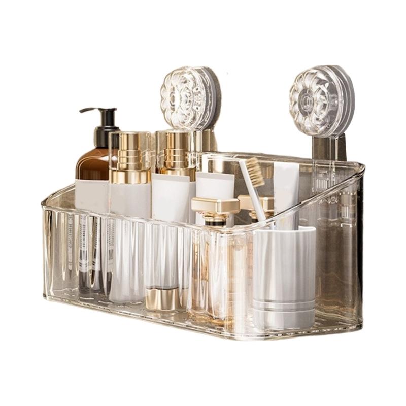Spacious Wall Mounted Shower Rack Waterproof Plastic Storage Basket for Bathroom Cosmetics Soap
