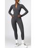 Seamless Long-Sleeve Zip Jumpsuit: Slim-Fit Yoga & Sportswear