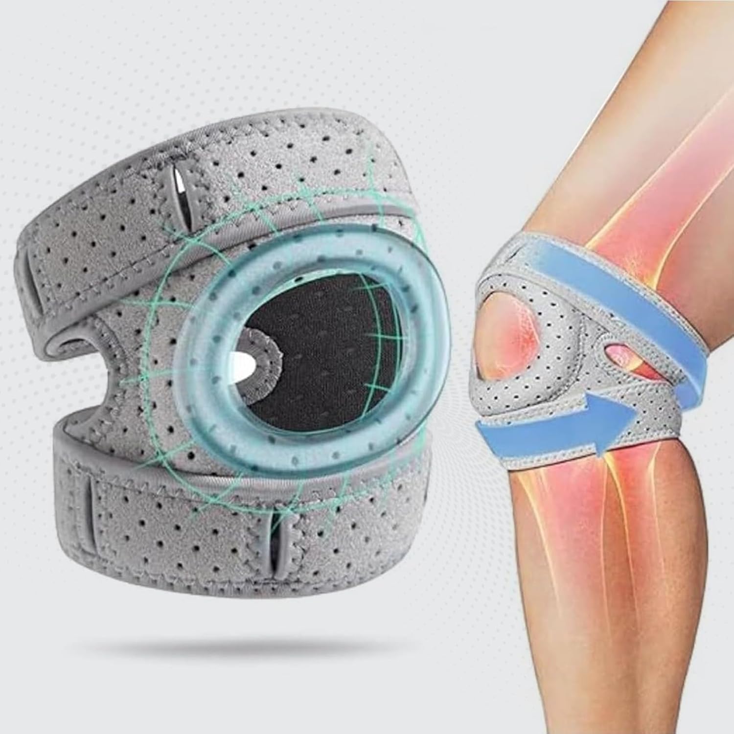 

Patella Knee Brace for Women Men,Patellar Tendon Support Strap for Arthritis Tendonitis Running Knee Hiking Basketball-1 pair сірий