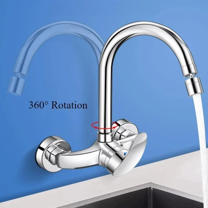 Kitchen Faucet Into The Wall Hot and Cold Washbasin Sink Washbasin Balcony Washbasin All Copper Mixed Water Valve Faucet