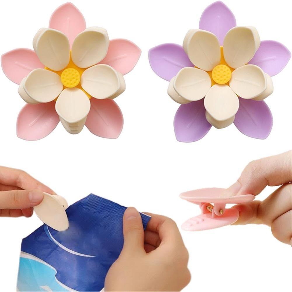 2 In 1 Sealing Clips for Food Storage Double-Layer Flowers Chip Clips for Snacks