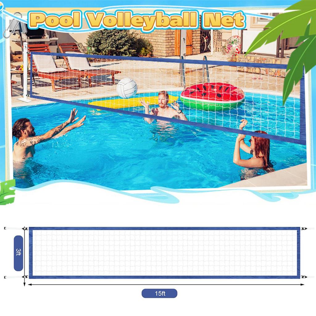 Water Volleyball Net Portable 15 X 3FT Tennis Net Replacement Heavy Duty Pool Volleyball Replacement Net Swimming Pool Supplies