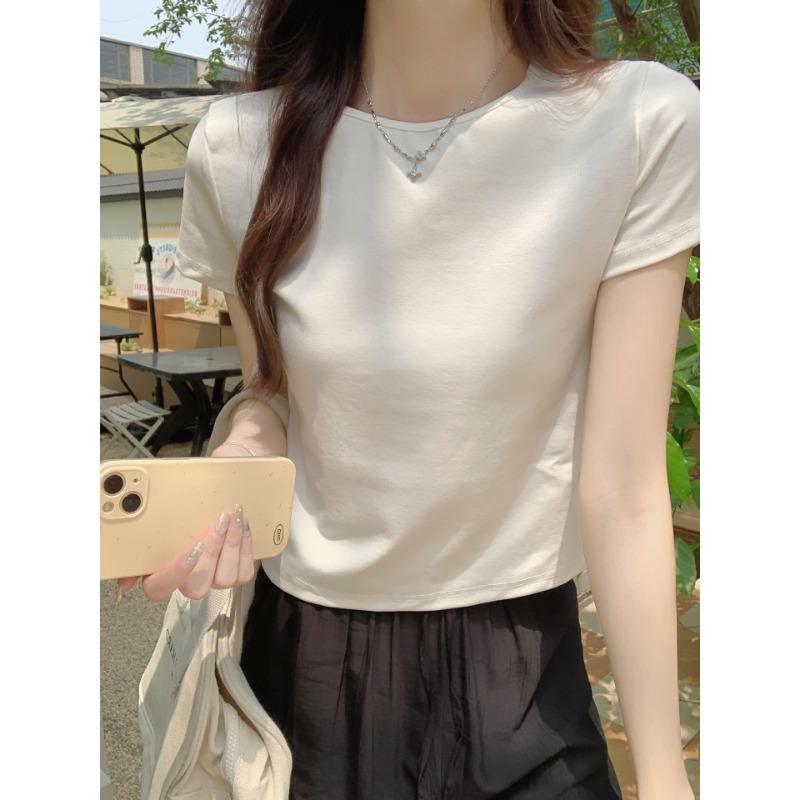 Women's New Summer Design Niche Round Neck Short Top