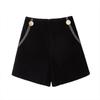 SIBOOSHE Women's High-Waisted Button-Detail Wide-Leg A-Line Shorts
