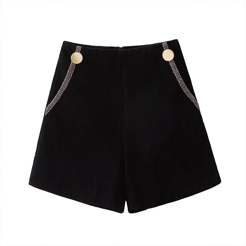 SIBOOSHE Women's High-Waisted Button-Detail Wide-Leg A-Line Shorts
