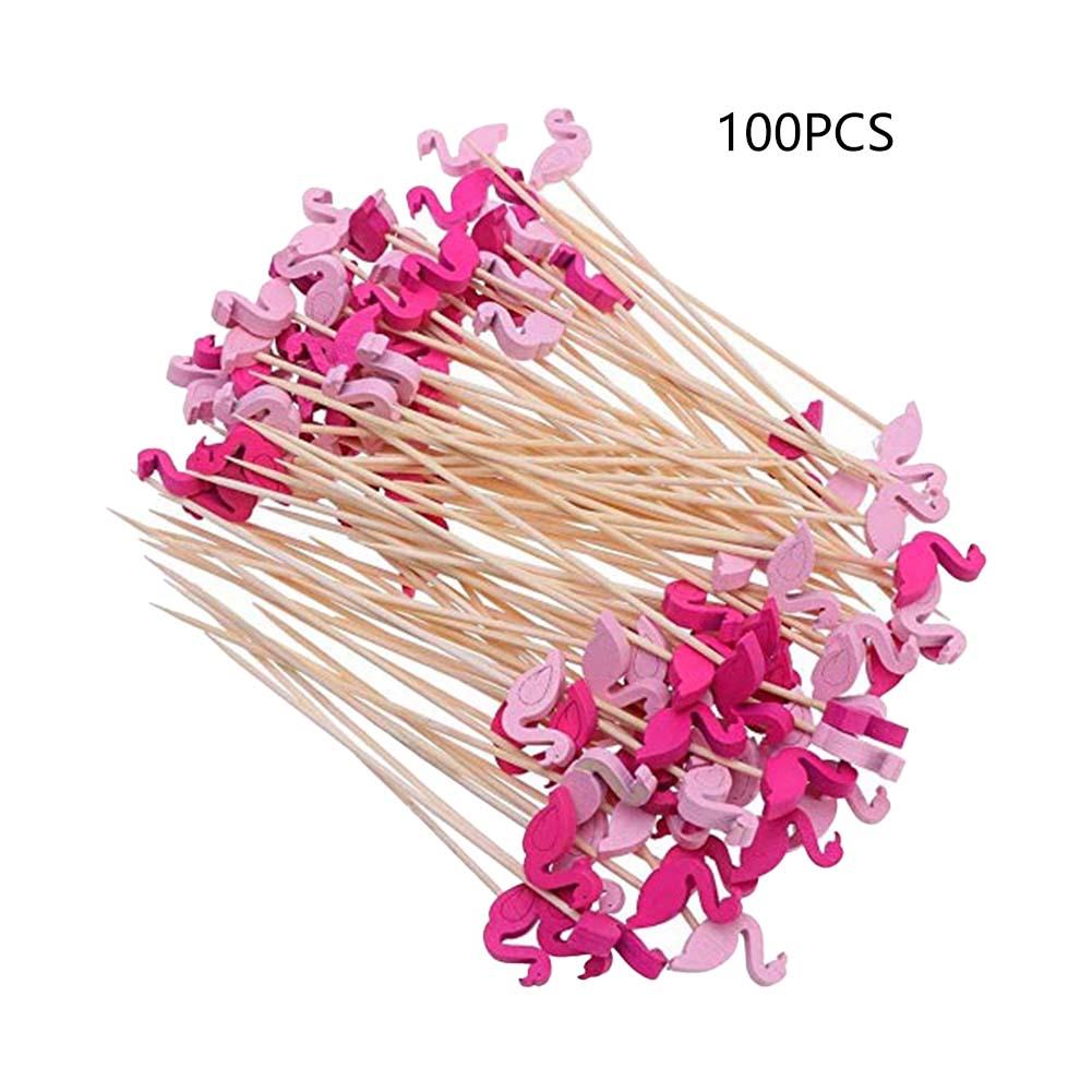 100Pcs Disposable Bamboo Fruit Sticks 13cm Fruit Salad Snack Fork Cocktail Decor Cake Buffet Toothpicks Wedding Party Supplies
