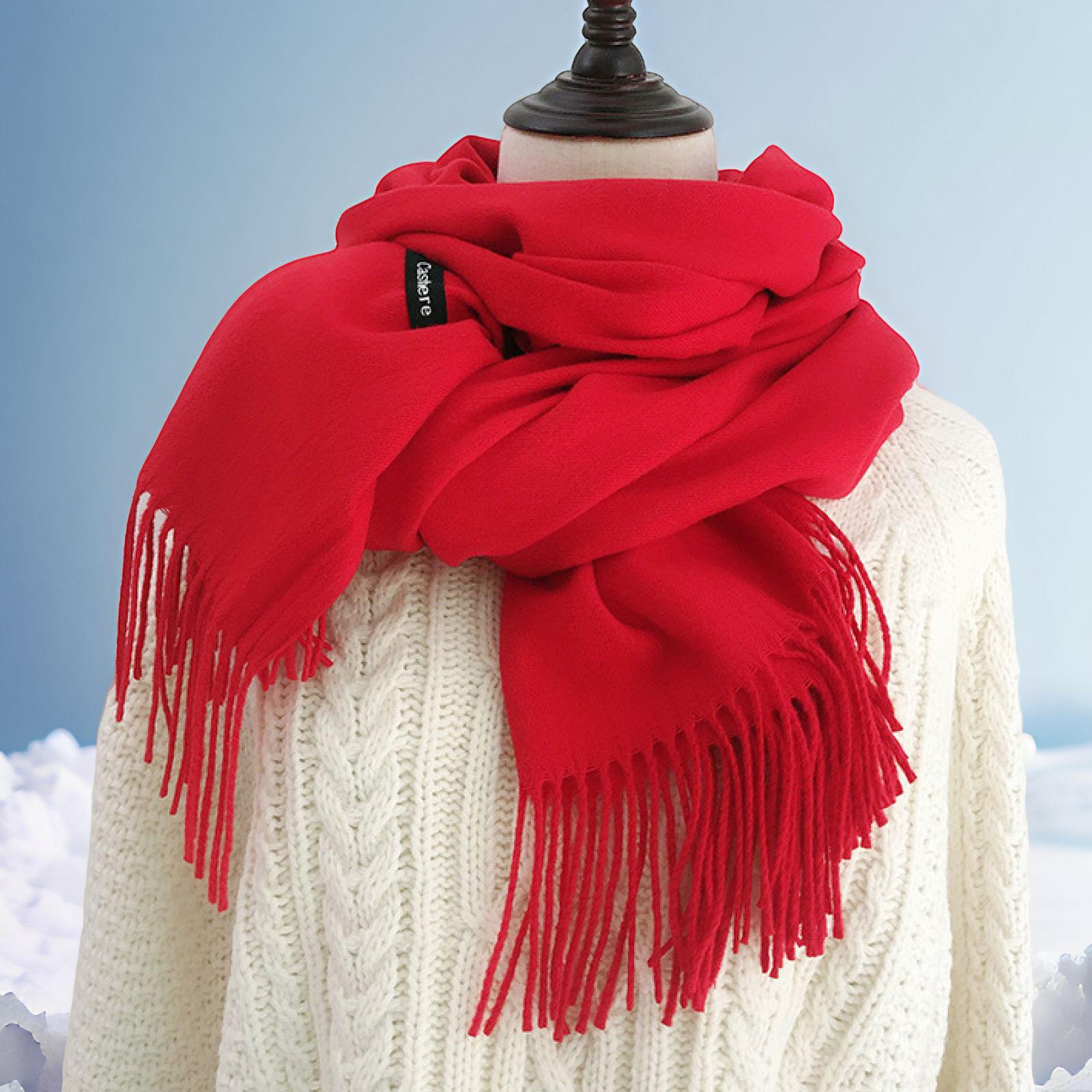 

High-End Women s Red Korean Style Imitation Cashmere Scarf with Embroidered Logo - Versatile for Autumn and Winter 70*200cm