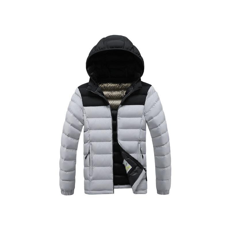 Lightweight Cotton Coat Men's Winter Contrasting Color Graphene Full Print Removable Cap Thickened Hooded Jacket Men