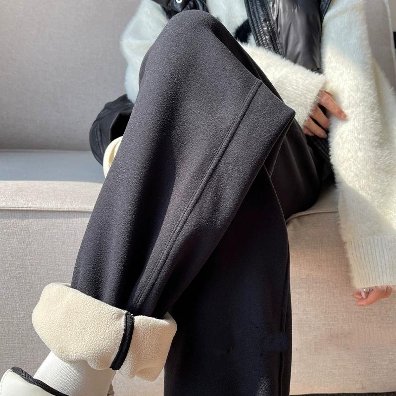 Women's Pant Loose Casual High Waist Fleece Pant Thick Plush Warm Female Sports Trousers Autumn Winter