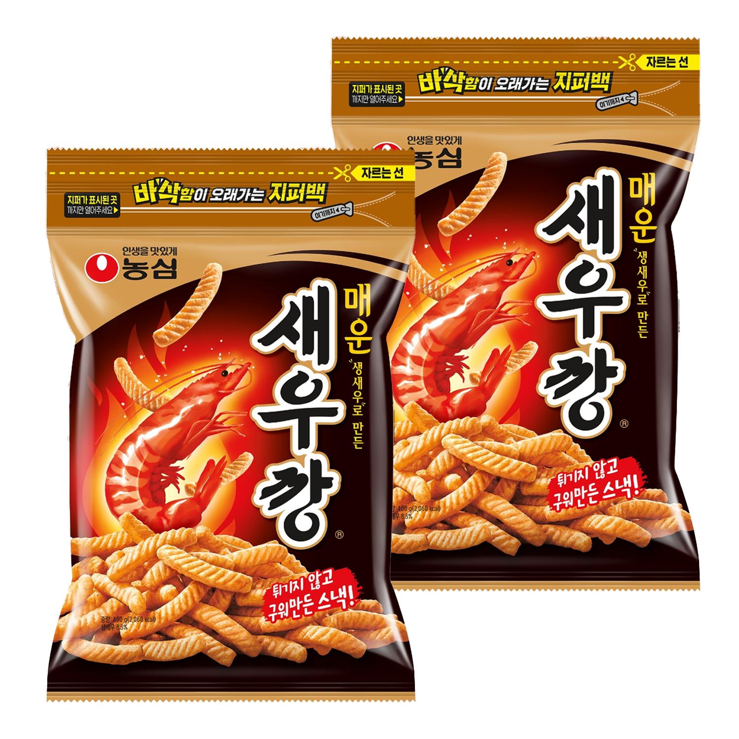 Nongshim Pittige Saewookkang Hete & Krokante Garnalen Crackers 400g (Ritszak) 2 verpakkingen black