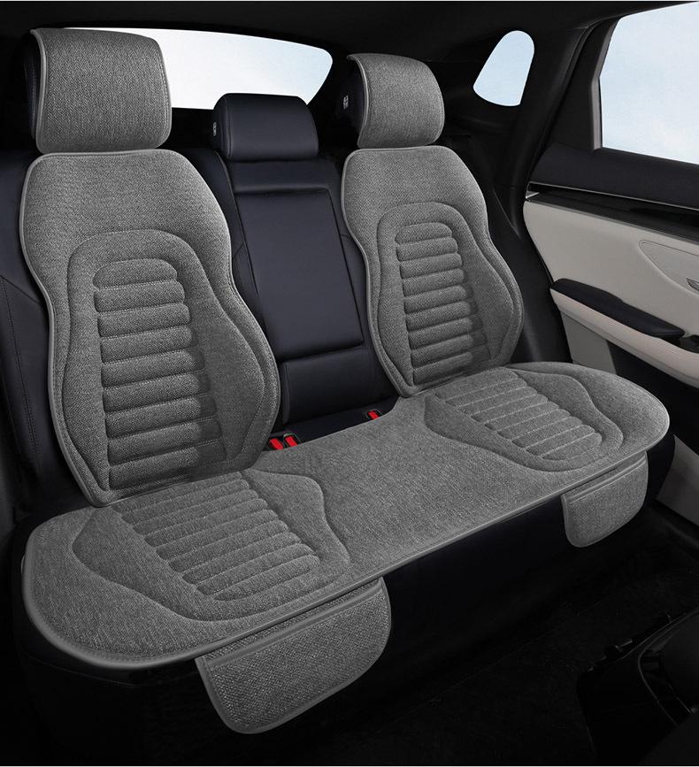 Universelles Vier-Jahreszeiten Leinen Autositzkissen - Atmungsaktiv, Halbumschließende Satteldecke für den Sommer