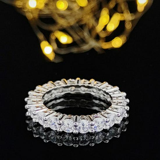 Shein Multi-Row Luxury Zircon Eternity Ring R5579 for Women