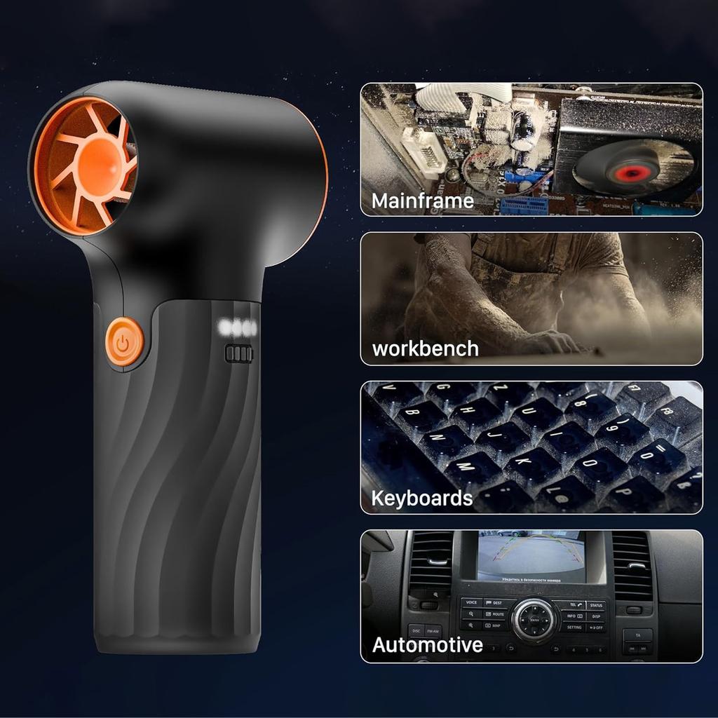 Handheld Blower Fan Cordless Rechargeable 130000RPM High Speed for Dust Removal in Electronics and Vehicles