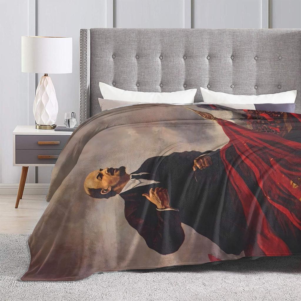 Super Warm BlanketStudents Camping Lenin Joseph Stalin Throw Blanket  Flannel Bedspread For Couch Chair Novelty Sofa Bed Cover