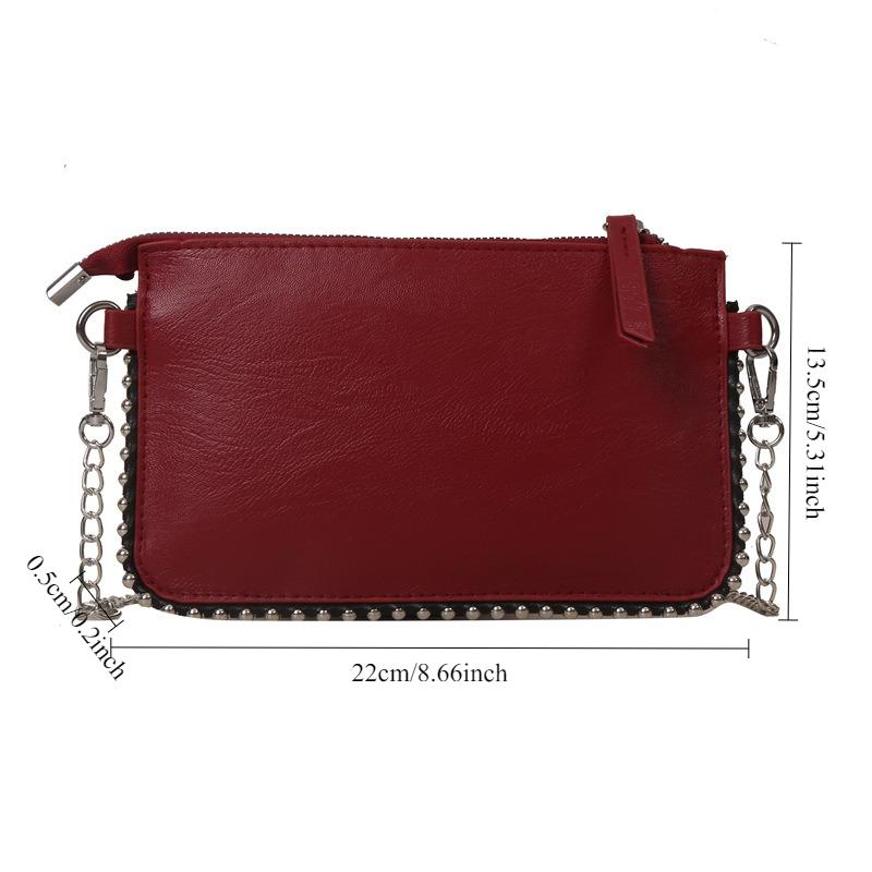 Fashionable and Versatile Chain Small Square Bag, Elegant Women's Crossbody Bag, Simple and Casual Leather Shoulder Bags