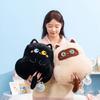 Cute Cat Plush Cushion Set White Siamese Black With Mismatched Star Pupil Eyes Soft Stuffed Feline Cuddly Charming Decor