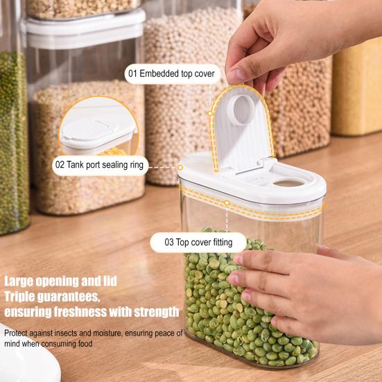 Airtight Food Storage Container Clear Plastic Container with Flip-Top Lids for Kitchen Pantry Organization Dry Food Storage Jar for Sugar Flour