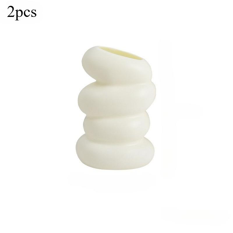 1pc Plastic Spiral White Vase Nordic Creative Flower Arrangement Container For Kitchen Living Bedroom Home Decoration Ornament