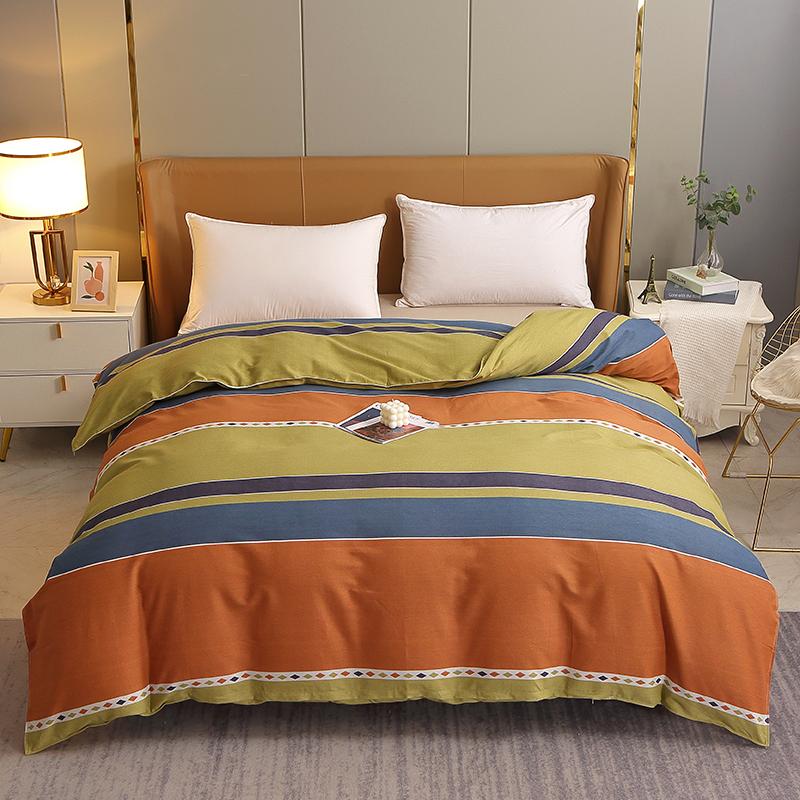 

Colored Plaid Duvet Cover Brown and Orange Geometric Printed Pure Cotton Skin-friendly Soft Bedding Quilt Cover with Zipper 150x200cm Single 1Pc