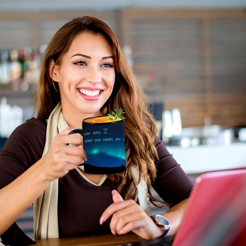 Teplo měnící Reveal Hrnek pro změnu barvy Keramický šálek na kávu Design Northern Lights Cool Coffee Tea Magic Cup Change Color Change Keramický