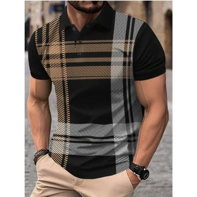 Summer Polo Printed Striped Men's Sports Polo Shirt